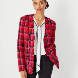 NWT Ann Taylor Tweed Plaid Blazer